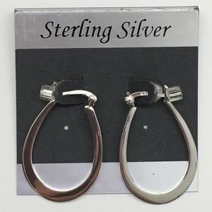 925 Stamped Sterling Silver Oval Hoop Earrings
